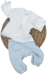 Комплект рубашечка для девочки+штанишки KiDi Kids, муслин, голубой, лето р. 20 рост 62-68 см