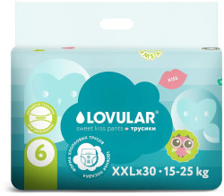 %Подгузники Lovular Sweet kiss XXL 15-25 кг, 30 штук