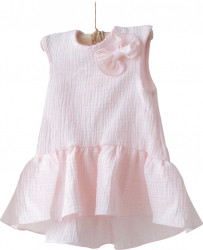 Платье KiDi kids без рукавов, с воланом, розовое, размер 22, рост 68-74 см