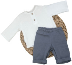 Комплект рубашечка для мальчика+штанишки KiDi Kids, муслин, деним, лето р. 24 рост 74-80 см
