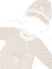 Комплект Зайка Наследникъ 2 предмета, р. 62-68, комбинезон, шапка, цвет экрю, бежевый