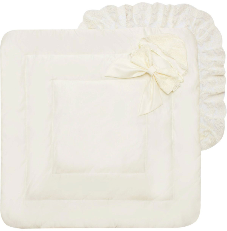 Летний конверт-одеяло на выписку Luxury Baby Неаполь молочный с молочным кружевом айвори