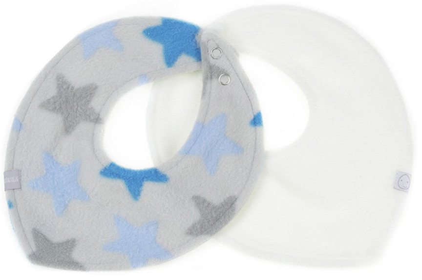 Комплект флисовых нагрудников КоКоБи голубые звезды + молочный