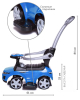 Каталка детская Babycare Sport car с родительской ручкой, кожаное сиденье, резиновые колеса Синий