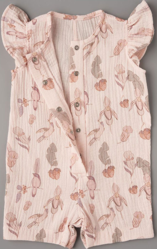 Песочник Цветы с птичками и клубничками, светло-розовый, р. 68
