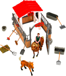 Набор фигурок Masai Mara животных серии Мир лошадей Конюшня игрушка, лошадь с жеребенком, наездница, инвент