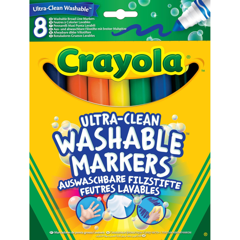 Смываемые фломастеры Crayola Супер чисто с толстым наконечником 8 штук